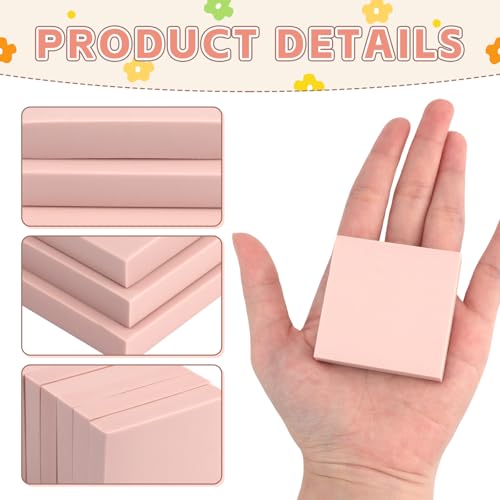 Image of 6 Pack 2 inchx2 inch Pale Pink Rubber Stamp Carving Blocks - Soft Linoleum Material for DIY Craft Projects & Handmade Stamps