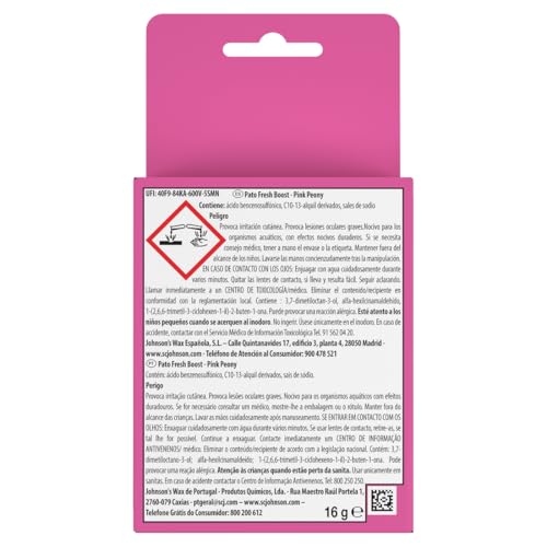 Miniatura 2 de Pato Fresh Boost Colgador WC Floral Pink Peony, Limpia, Refresca y Perfuma el Inodoro, Frescor Intenso, Pack 10 Colgadores