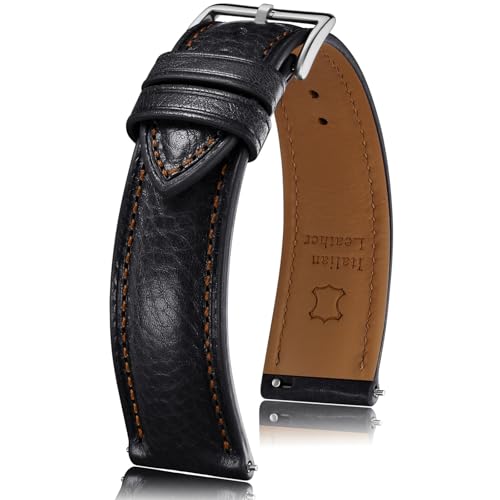 Getalia Italian leather Watch Band Tuscany Natural Vegetable-Tanned Full Grain Genuine Leather,18mm 19mm 20mm 21mm 22mm Quick Release Replacement Watch Straps for Men and Women Thick and Soft