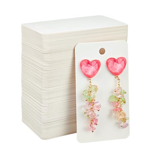 hitsuki White Earring Cards with Holes for Selling Earring Display Cards Earring Paper Holder Cards Jewelry Cards 3.5X2 Inches （200Pcs White）