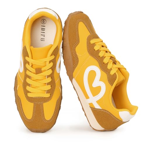 IDIFU Women's Yellow Retro Sneakers