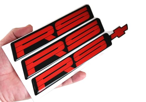 Image of Replacement for 82-92 Camaro RS Rocker Panel & Rear Bumper Emblem Set of 9192RSRED (Red)