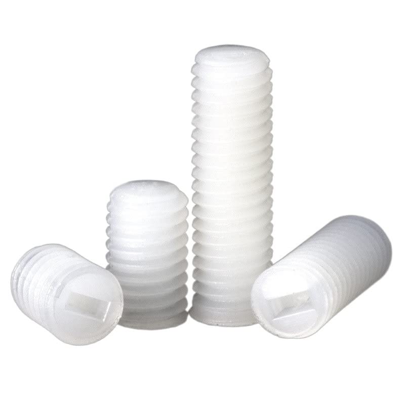 GatherTOOL 100pcs White Nylon M3 M4 M5 M6 M8 Plastic Slotted Head Set Screws Flat Point Grub Screws (Color : 100pcs, Size : M3 x 4mm)
