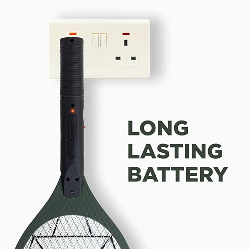 Weird Wolf Heavy Duty Mosquito Racket Bat | Rechargeable Electric Fly Swatter | Mosquito Killer Racquet with 2 Pin Plug and 3 Months Warranty (Dark Green) (Image - 4)