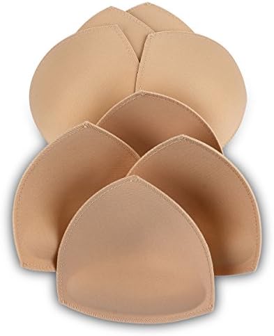 SERMICLE Bra Pad Inserts 4 Pairs, Bra Pads Sewn Padded for Sports Bra A/B C/D Cup Beige Black Optional (A/B Cup, Beige)