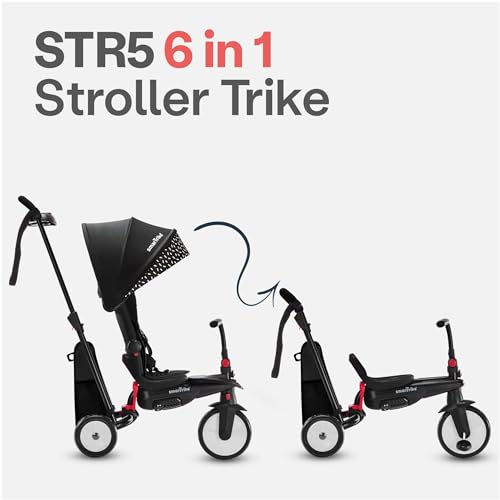 smarTrike STR3 Klappbares Kleinkinder-Dreirad mit Kinderwagen-Zertifizierung für 1,2,3 Jahre - 6 in 1 Mehrstufiges Dreirad, Schwarz – Bild 4