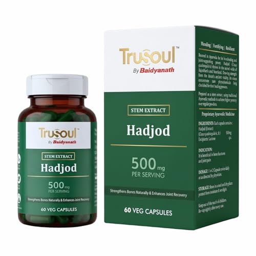 Image of Baidyanath TruSoul Hadjod 60 Veg Capsules | Strengthens Bones Naturally 7 Enhance Joint Recovery | For Bone Support, Wellness Capsules | Helps Joint Flexibility (Pack of 2)