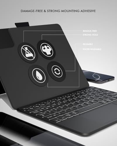 Image of Universal Keyboard Case for 9-11 Inch Tablets, Dual Bluetooth Detachable Keyboard for Android Tablets /iPads /Galaxy Tabs, Magnetic Backlit Keyboard with Washable Adhesive Mount&Any-Angle Stand&Trackpad