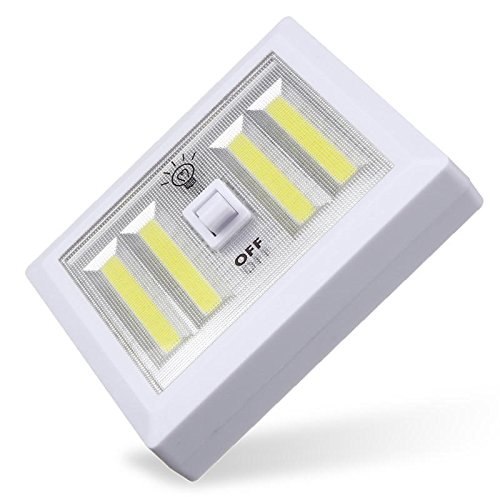 KKY Battery Powered 4 Cob Led Night Light Wall Switch Self Stick Closet