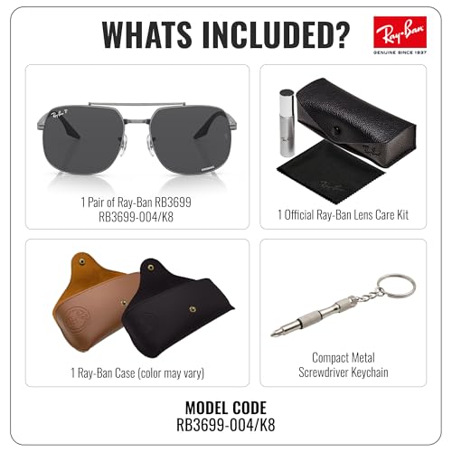 Image of Ray-Ban RB3699 Square Shaped Sunglasses for Men & Women with Official RAYBAN Eyewear Kit
