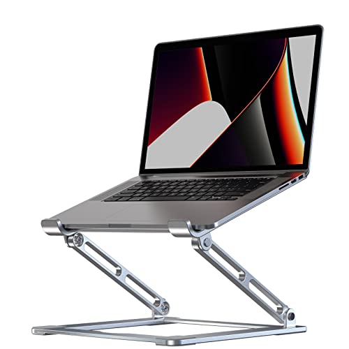 VIGLT Laptop Stand for Desk, Adjustable Laptop Stand Holder Portable Laptop Riser with Multi-Angle Height Adjustable Computer Stand for MacBook Air/Pro and More Notebooks 10-17.3'-Silver