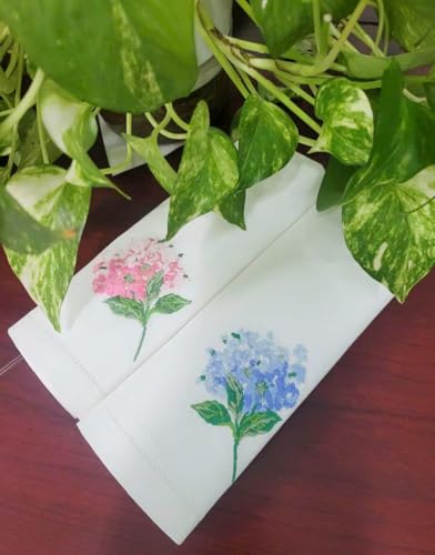 Set de 6 servilletas bordadas azul hortensia miniatura 4