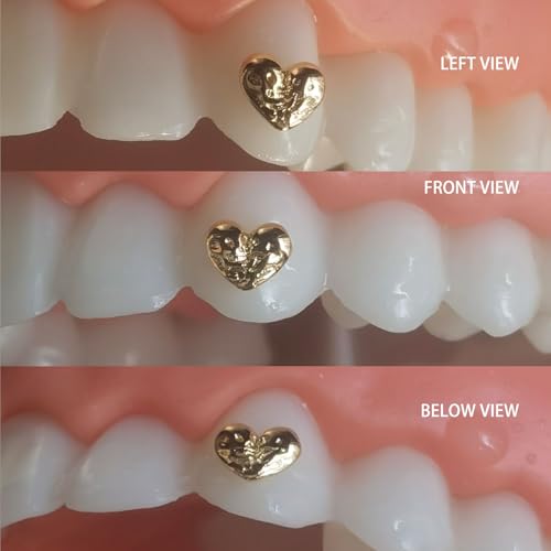 Image of Chamon 8K Gold Tooth Gems Skull Love Cosplay Party Salon Decorations | 8K Gold, Lead-free, Curvature conforms to tooth surface