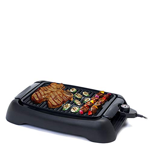 Elite Gourmet EGL-3450 Smokeless Indoor Electric BBQ Grill Dishwasher Safe, Nonstick, Adjustable Temperature, Fast Heat Up, Low-Fat Meals Easy to Clean Design, Black