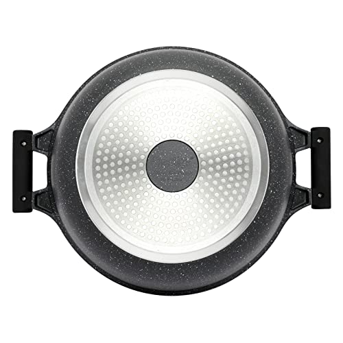 طقم اواني ومقالي اسنشيالز من برستيج | طقم اواني طهي جرانيت 6 قطع من الالومنيوم المصبوب غير اللاصق | قاعدة حث | طقم طهي غير لاصق | اسود PR80970