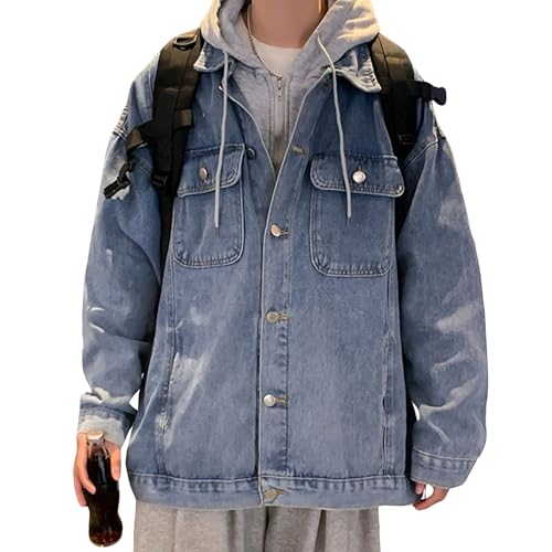 Chaqueta de mezclilla con capucha para hombre DGHM-JLMY miniatura 1