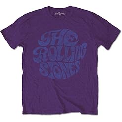 The Rolling Stones Vintage 70S Logo Purple Officiel T-Shirt Hommes Unisexe - Les Beatles, Paul McCartney, John Lennon, RIngo Starr, George Harrison