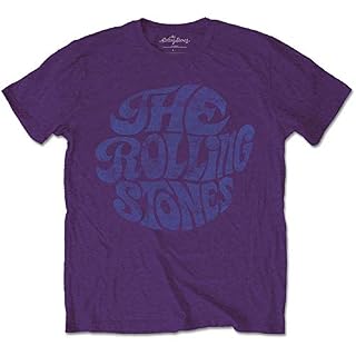The Rolling Stones Vintage 70S Logo Purple Officiel T-Shirt Hommes Unisexe - Les Beatles, Paul McCartney, John Lennon, RIngo Starr, George Harrison