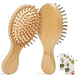 2Pack Bamboo Hair Brush - Toddler Hairbrush with Bamboo Bristles for Massaging Scalp & Gently...