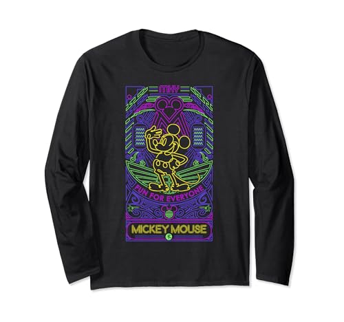 T-shirt Mickey Mouse Disney manches longues coton noir vêtement imprimé graphique mode adulte