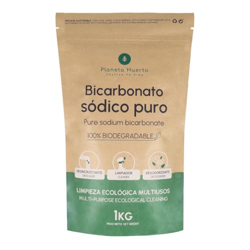 PLANETA HUERTO | Bicarbonato Sódico 1 kg - Multiusos, Hipoalergénico y Ecológico para Limpieza, Cocina y Más