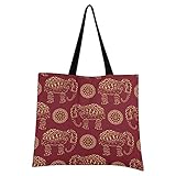 Mnsruu Kunst Vintage Indischer Elefant Einkaufstasche Faltbar Groß Wiederverwendbare Einkausbeutel Einkaufstaschen mit Beutel Einkaufstüte für Gemüse Obst