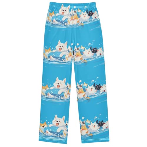 Boy's Pants Cat Dog Swim Jogger Pants Elastic Waist Long Bottoms Trousers with Pockets 6-14 Years