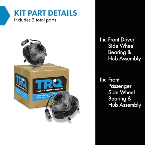 Image of TRQ Front Left and Right Wheel Bearing and Hub Assembly Set 2 Piece Compatible with 2002-2007 Saturn Vue with 4 Wheel ABS 2005 Chevrolet Equinox 2006 Equinox 2006 Pontiac Torrent