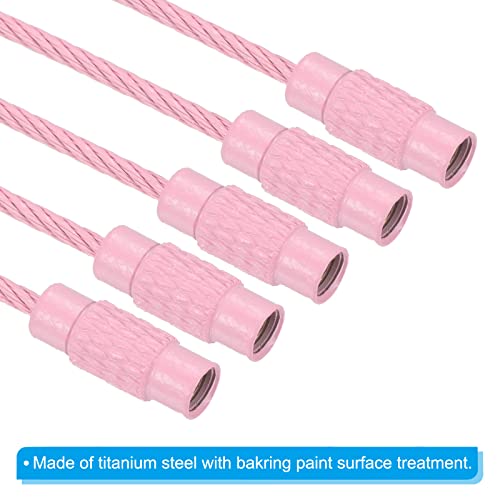 PATIKIL 6 Inch Length Wire Keychain Cable, 15 Pack Titanium Steel Key Ring Loop for Outdoor Hiking Sport Light Pink - Image 4