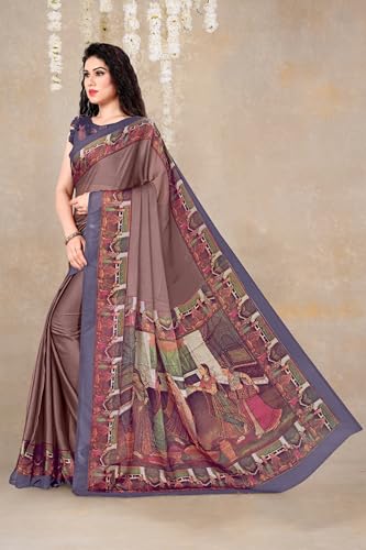 Image of MIRCHI FASHION Saree for Woman Chiffon Kalamkari Design | Professional Office Wear Lightweight Sari for All-Day Comfort with Blouse (Available in 15 Colors)