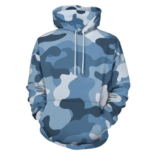 Sweat à capuche streetwear hip hop imprimé 3D bleu-gris du S au 6XL