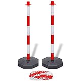 Kettenpfosten Set mit 10 m Kunststoffkette Pfosten orange Sicherheitskegel von BIGTO
