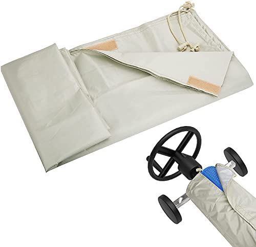 Couverture de Protection Piscine Extérieur, Couverture pour Bâche Solaire, 490X96CM,Cordon De Serrage pour Piscine Extérieur Intérieur,Housse Enrouleur...