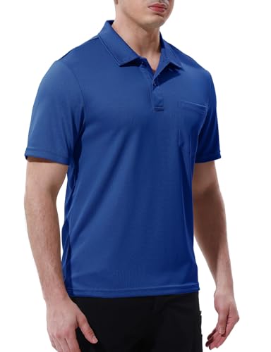 Image of Rdruko Men's Polo Shirts Short Sleeve Quick Dry Outdoor Golf Sports Shirts with Pocket