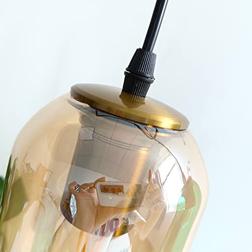 Lámpara colgante lineal tubo largo con pantalla cristal comedor 3