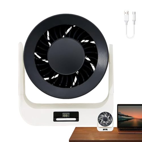 Ventilador de escritorio, recargable por USB, refrigeración silenciosa con pantalla LED, ventilador portátil de pared para dormitorio, hogar, lugar de trabajo, al aire libre y viajes, 6.69 x 3.94 x
