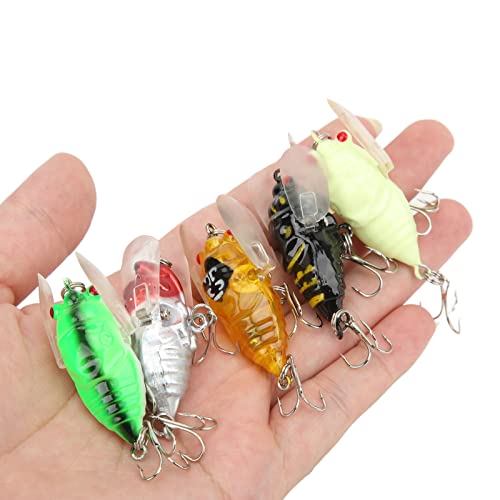 5 peças iscas de pesca em forma de cigarra, iscas de pesca para robalo, isca de pesca artificial de