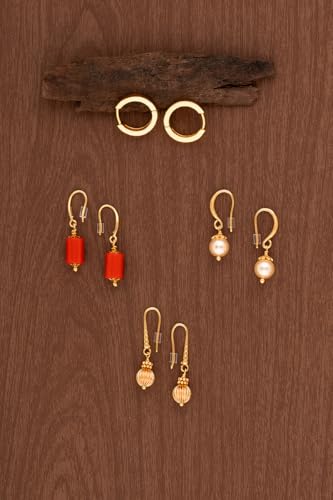 Image of Radha's Creations brass Ruby Emerald stud earrings one gram gold for women and girls one gram gold