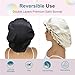 Adjustable Silk Satin Bonnet Hair Care Caps for Women Girls Loose-fitting Reversible Sleeping Cap Shower Caps Hair Wrap Bonnets (004 Black/Beige)
