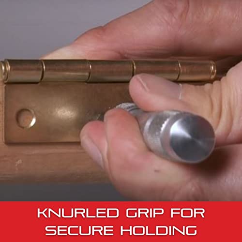 Starrett Steel Center Punch With Round Shank And Knurled Finger Grip - Hardened And Tempered Steel, 100Mm Length, 3Mm Diameter Tapered Point - 117C #TOP4