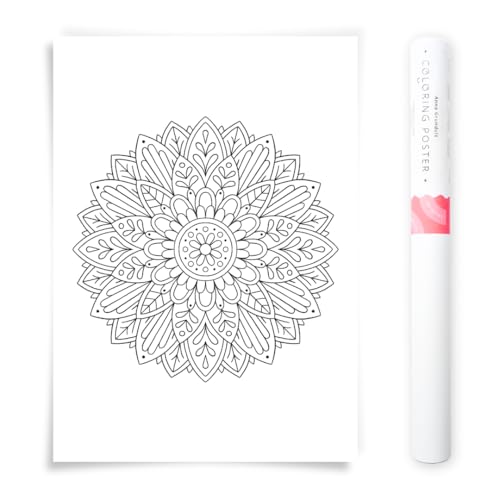Poster de coloriage mandala floral 50x70 cm à colorier soi-même n°605