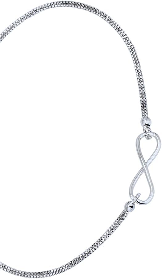 Vanbelle Sterling Silver Jewelry - Rhodium Plated with 925 Stamp - Double Chain Infinity Charm Anklet for Women - 9 Inch long + 1 Inch Extender - Image 2