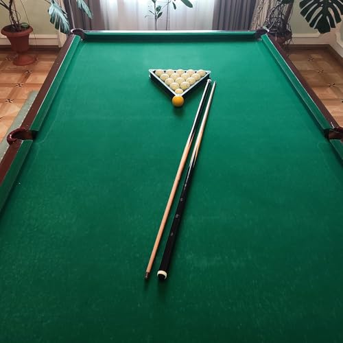 Breling 2 Sets 8ft Pool Table Felt Replacement Kit with 12 Rail Cloth Strips, Pre Cut Billiard Table Cloth for Standard 8 Foot Pool Tables, Durable Felt for Home Game Rooms, Bars & Clubs (red & Green)