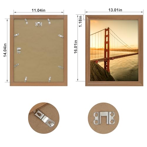 Image of iRahmen 8x10 Picture Frame Set of 4, Rustic Retro Photo Frame with HD Glass, Wooden Frames for Wall Mount and Tabletop Display