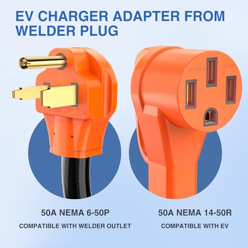 Image of Nilight EV Charger Adapter Cord 50 Amp to 50Amp 4 Prong Pure Copper 250V Welder Outlet Plug Conversion Heavy Duty 10 Gauge Wire 6-50P 14-50R 50M /50F