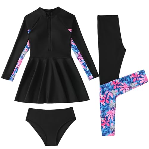 Tankini niñas de manga larga y pantalón largo para playa