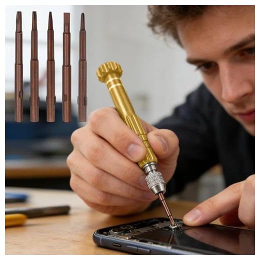 5 in 1 Magnetic Mini Screwdriver Set 5 Inch Aluminum Alloy Pocket Screwdriver Compact Tool for Eyeglass Repair Electronics Watch Laptop and Small Devices