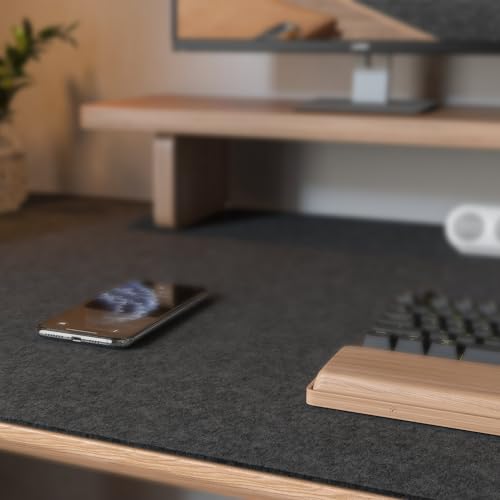 Image of Large Felt Desk Mat,47.2 inchx 23.6 inch,Non-Slip Desk Pad for Office and Home,120x60cm Full Table Mouse Pad,Keyboard Mats for Desk,Desktop Protection(Dark Gray)