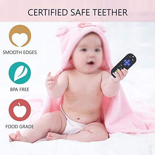 Image of Silicone Baby Teething Toys, TV Remote Control Shape Silicone Teethers, BPA Free, Sustainable, Washable, and Non Toxic (Gray)