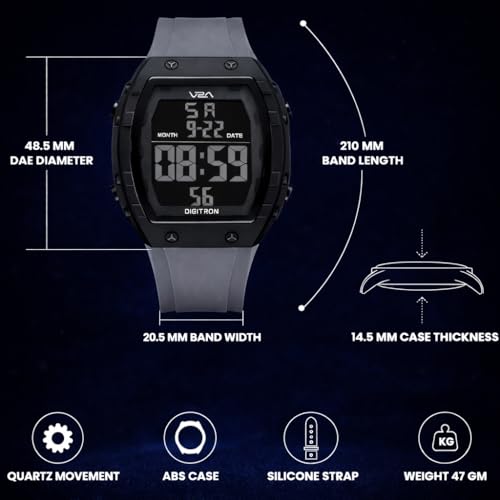 Image of V2A Digitron 2209 Tonneau Design Digital Sports Watch for Men & Boys | Alarm, Stopwatch, 12 /24H | 3 ATM Water Resistant | Luminous Display | | Sports, Fitness, Outdoor & Training| Gifts for Men & Boys